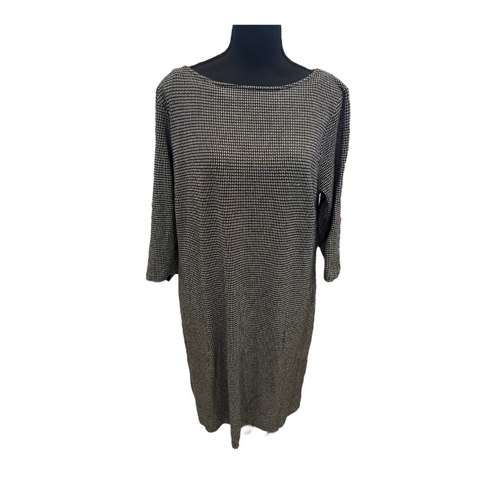 J. Jill Black Silver Print Ponte Shift Dress Large